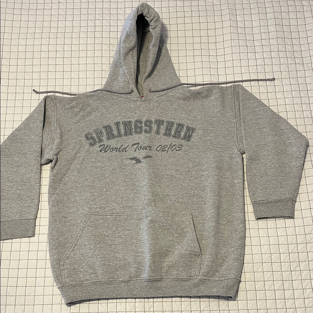 Vintage Springsteen World Tour 02/2003 Gray Hoodie Sweatshirt